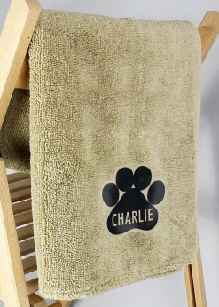 Personalised Memento Company Paw Print Brown Microfibre Pet Towel