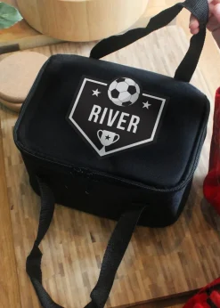 Personalised Memento Company Black Football Lunch Bag