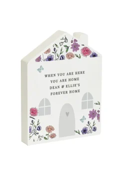 Personalised Memento Company Home Wildflower White Wooden House Ornament