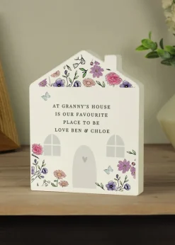 Personalised Memento Company Home Wildflower White Wooden House Ornament