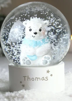 Personalised Memento Company White Polar Bear Any Name Snow Globe