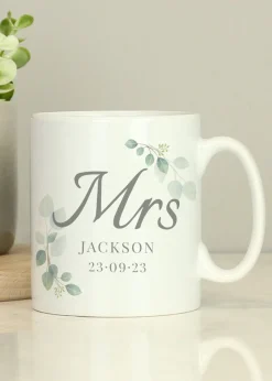 Personalised Memento Company White Botanical Mrs Mug