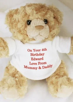 Personalised Memento Company Brown Teddy Bear - Red Message