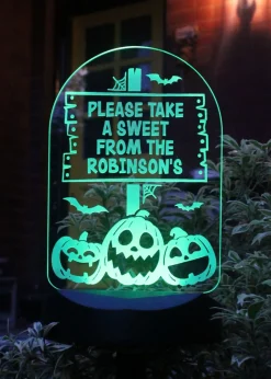 Personalised Memento Company Black Pumpkin Patch Halloween Solar Light