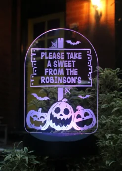 Personalised Memento Company Black Pumpkin Patch Halloween Solar Light