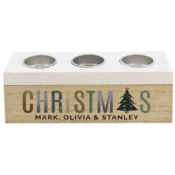 Personalised Memento Company White Christmas Tree Triple Tea Light Box