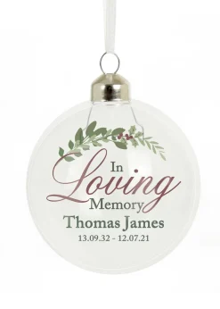Personalised Memento Company Clear In Loving Memory Glass Bauble