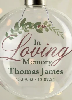 Personalised Memento Company Clear In Loving Memory Glass Bauble