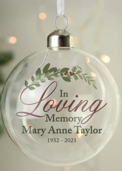 Personalised Memento Company Clear In Loving Memory Glass Bauble