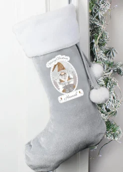 Personalised Memento Company Grey Christmas Gonk Silver Stocking