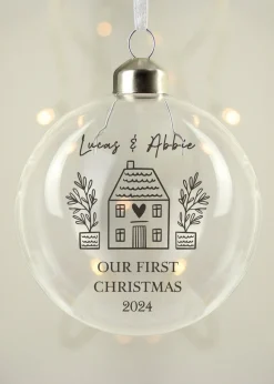 Personalised Memento Company Clear Home Glass Bauble