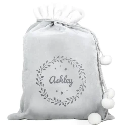 Personalised Memento Company Grey Holly Christmas Sack