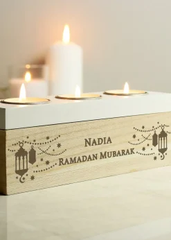 Personalised Memento Company Brown Eid & Ramadan Triple Tea Light Box