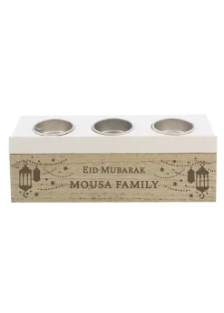Personalised Memento Company Brown Eid & Ramadan Triple Tea Light Box
