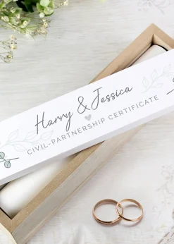 Personalised Memento Company Wood Botanical Leaves Certificate Holder