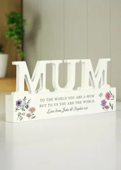 Personalised Memento Company Wildflower Mum White Wooden Ornament