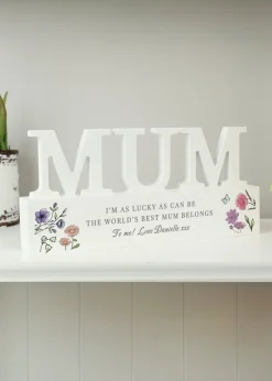 Personalised Memento Company Wildflower Mum White Wooden Ornament