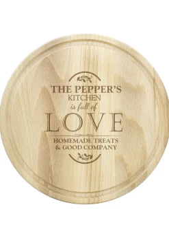 Personalised Memento Company Wood Full of Love Large Round Chopping Board