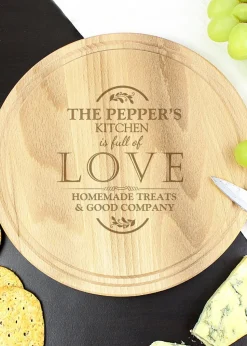 Personalised Memento Company Wood Full of Love Large Round Chopping Board