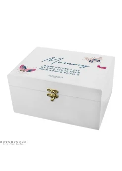 Personalised Memento Company Floral Wishes White Wooden Keepsake Box