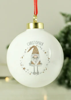 Personalised Memento Company White Christmas Gonk Bauble