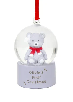 Personalised Memento Company White Message Teddy Bear Glitter Snow Globe Tree Decoration