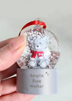 Personalised Memento Company White Message Teddy Bear Glitter Snow Globe Tree Decoration