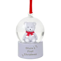 Personalised Memento Company White Message Teddy Bear Glitter Snow Globe Tree Decoration