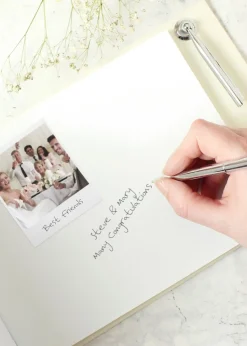 Personalised Memento Company Ivory Botanical Wedding Guest Book & Pen