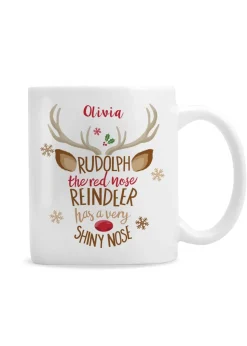 Personalised Memento Company White Rudolph the Red-Nosed Reindeer Mug