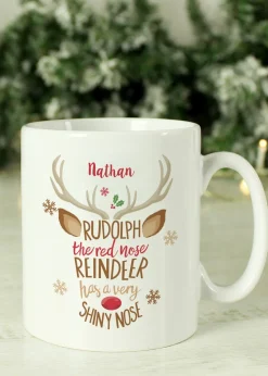Personalised Memento Company White Rudolph the Red-Nosed Reindeer Mug