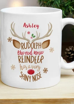 Personalised Memento Company White Rudolph the Red-Nosed Reindeer Mug