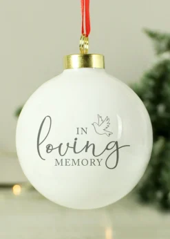 Personalised Memento Company White In Loving Memory Bauble