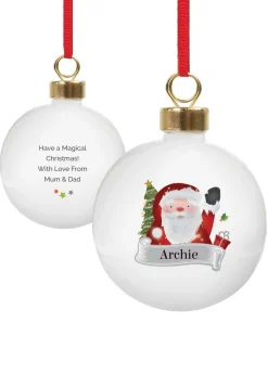 Personalised Memento Company White Santa Claus Bauble