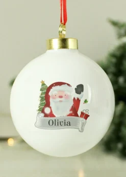 Personalised Memento Company White Santa Claus Bauble