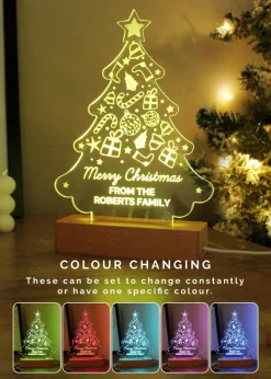 Personalised Memento Company Wood Christmas Tree Based LED Light