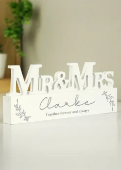 Personalised Memento Company Leaf Wooden Mr & Mrs Ornament