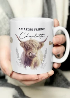 Personalised Memento Company Highland Cow White Ceramic Mug