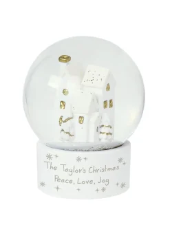 Personalised Memento Company White Message Village Glitter Snow Globe