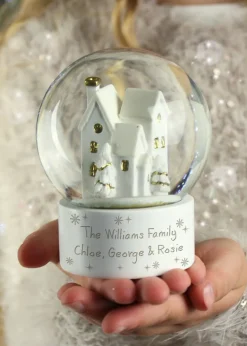 Personalised Memento Company White Message Village Glitter Snow Globe