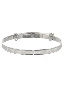 Personalised Memento Company Silver Eid Sterling Expanding Diamante Star Bracelet