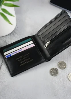 Personalised Memento Company Black Leather Wallet