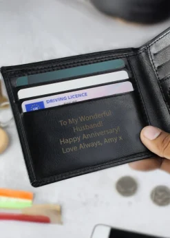 Personalised Memento Company Black Leather Wallet