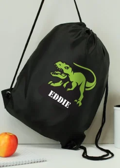 Personalised Memento Company Black Dinosaur Kit Bag