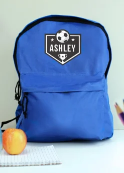 Personalised Memento Company Blue Football Backpack