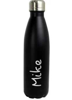 Personalised Memento Company Black Name Only Metal Insulated Drinks Bottle