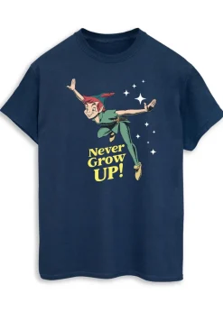 Peter Pan Never Grow Up Adult Navy Printed T-Shirt