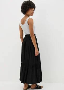 Petite Black Cheesecloth Maxi Skirt