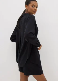 Petite Black Linen Blend Shirt