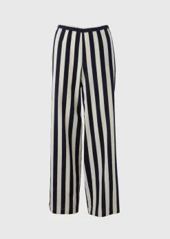Petite Navy Stripe Wide Leg Co-Ord Trousers